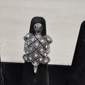 Vintage Marcasite Turtle Stretch Statemint Ring